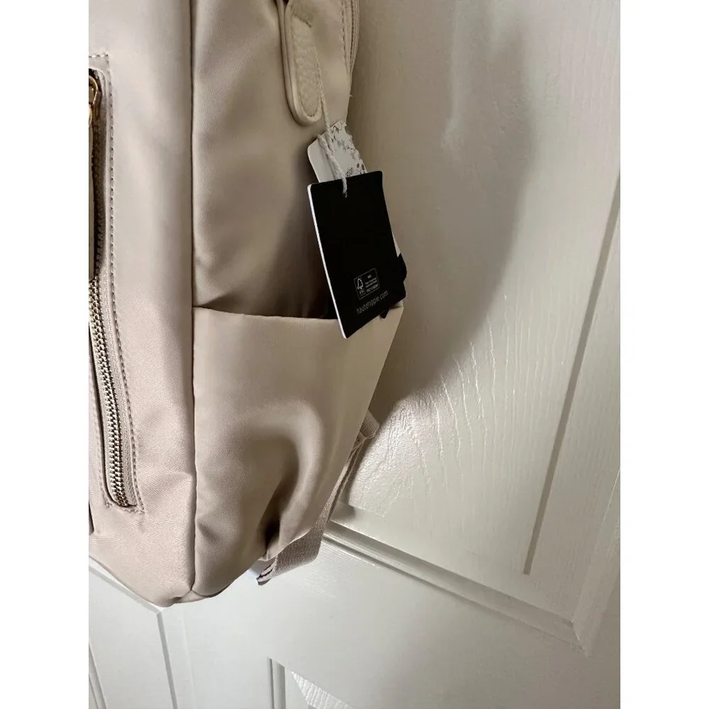 New Haute Hippie Off White On the Go Backpack W Adjustable Straps & Gold Accents - Picture 14 of 16